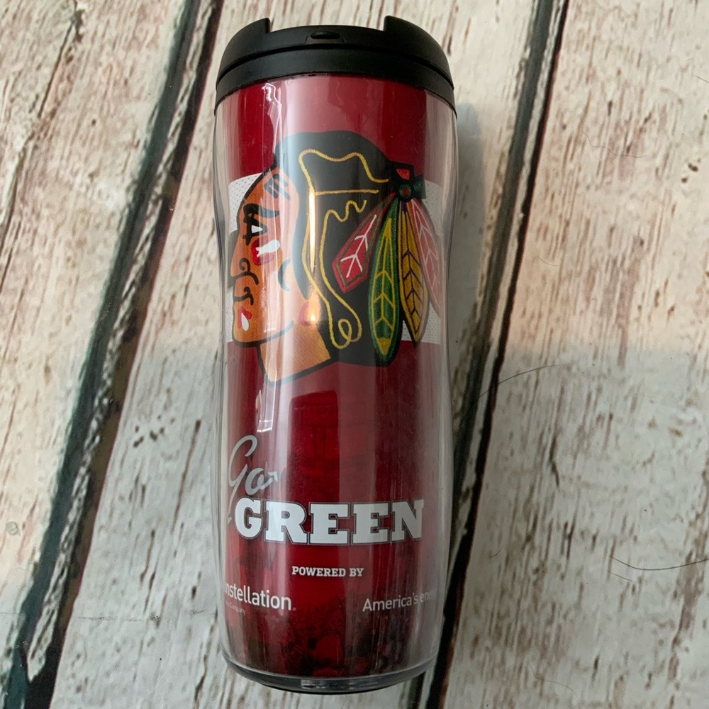 Chicago Blackhawks GO GREEN travel coffee mug tumbler‎
